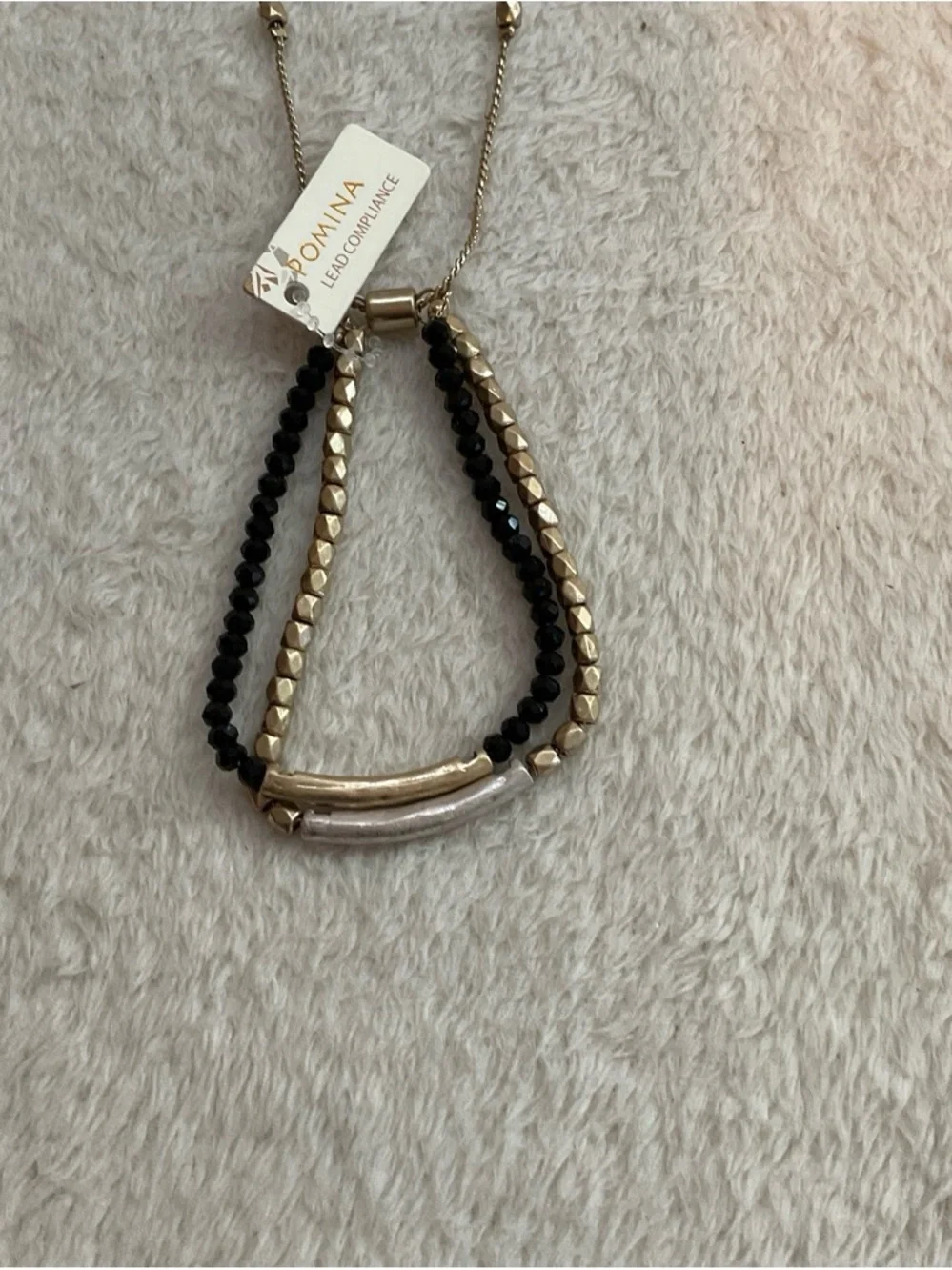 Pomina Black and Gold Beaded Layered Bracelet